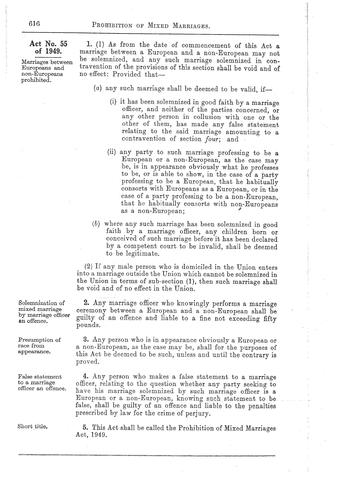 Prohibition of Mixed Marriages Act