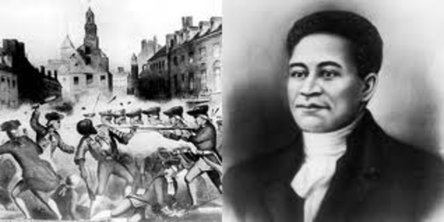 Crispus Attucks dies in the boston Massacure