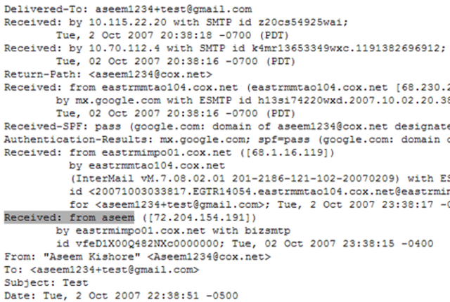 First Recieved Email