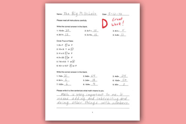 Jake gets a D on his Math Test