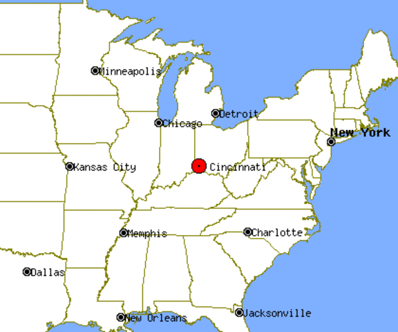 Moves to Cincinnati, Ohio