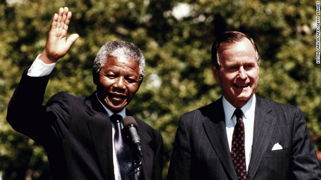 Bush meets with Nelson Mandela