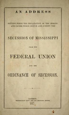 Civil War- Mississippi seccession