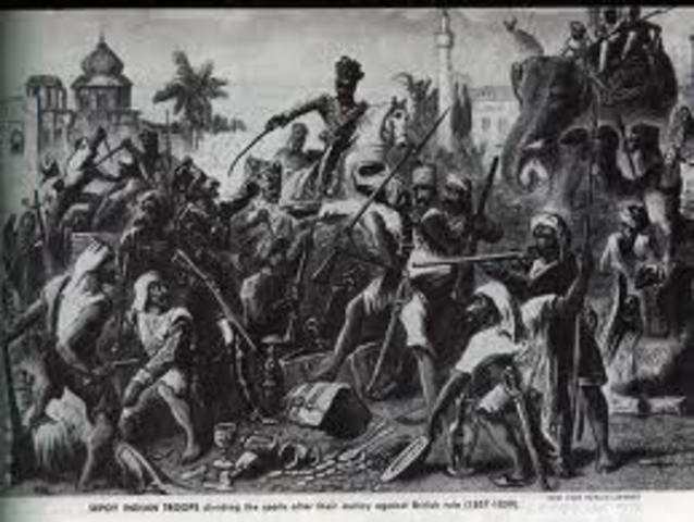 imperialism:East India Company collapses due to Sepoy Rebellion; British Raj begins