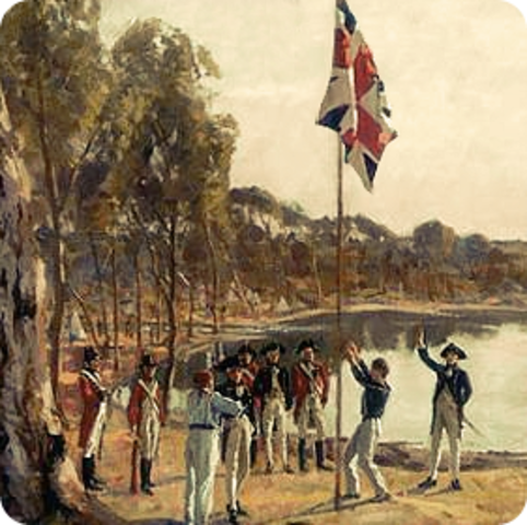 Raising the flag at Port Jackson