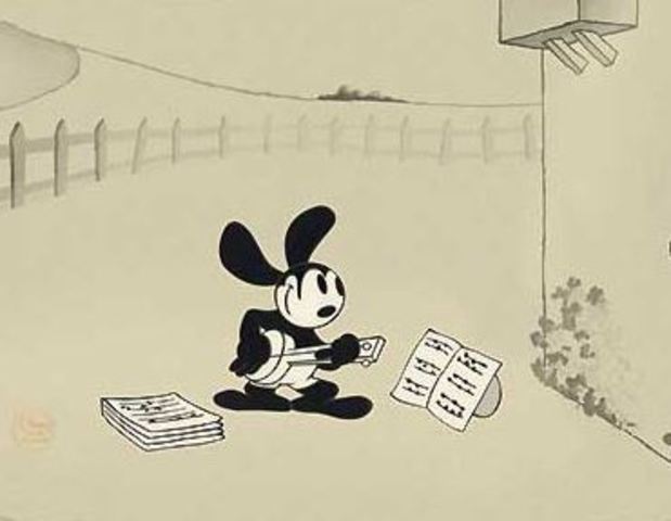 Release of the first cartoon Oswald the Lucky Rabbit, Trolley Troubles
