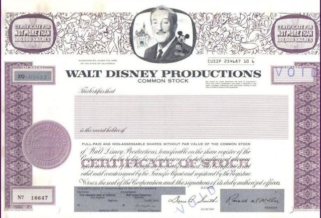 Walt Disney Company issues its first ever stock