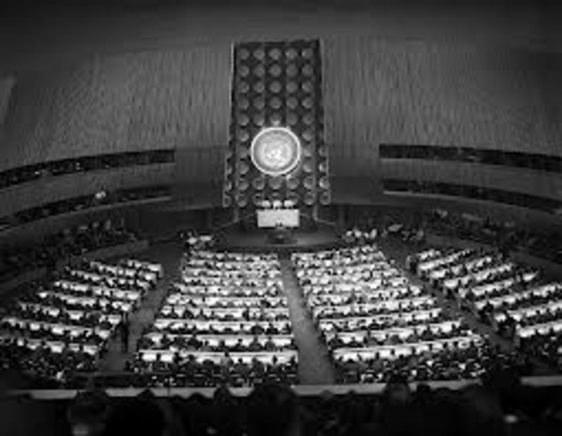 he first meeting of the United Nations general assembly occurs after its founding