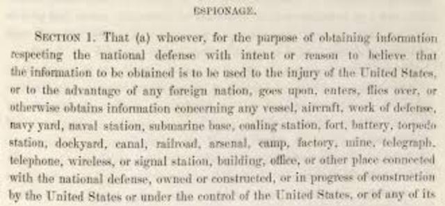 WWI: Espionage Act 1917