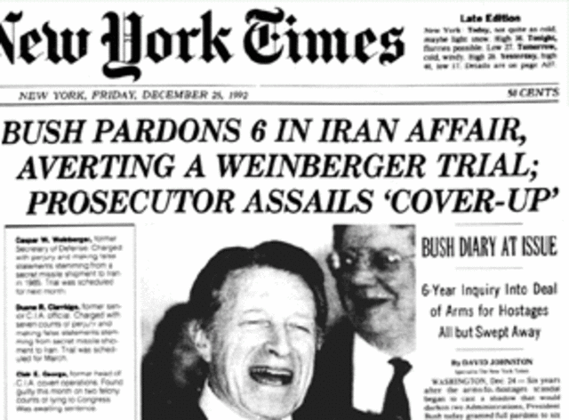 President Bush Pardons All In Iran-Contra Scandal