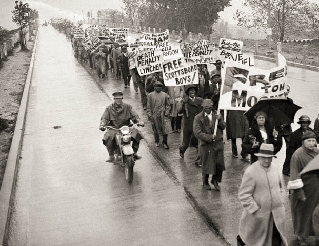 Outside people protest to help free boys
