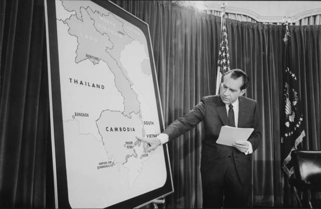 Nixon announces attack enemy locations in Cambodia