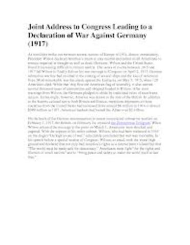 Joint Address to Congress Leading to a Declaration of War Against Japan