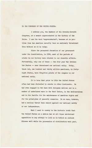 President Franklin Roosevelt's Annual Message (Four Freedoms) to Congress