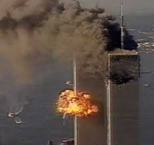 Flight 175 hits the South Tower.