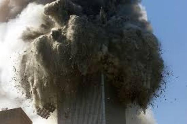North tower collapses after burning for 102 minutes