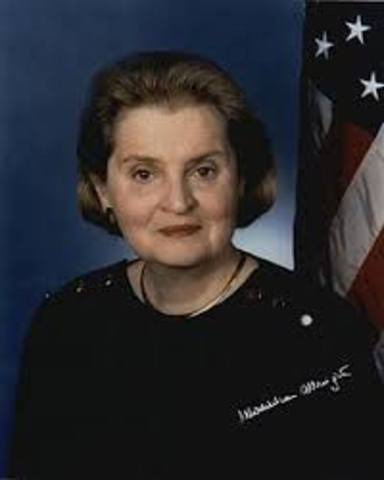 Madeleine Albright appointed 1st female US Secretary of State.