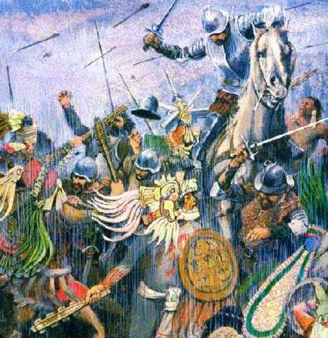 Cortes takes control and the Aztec society is destroyed.