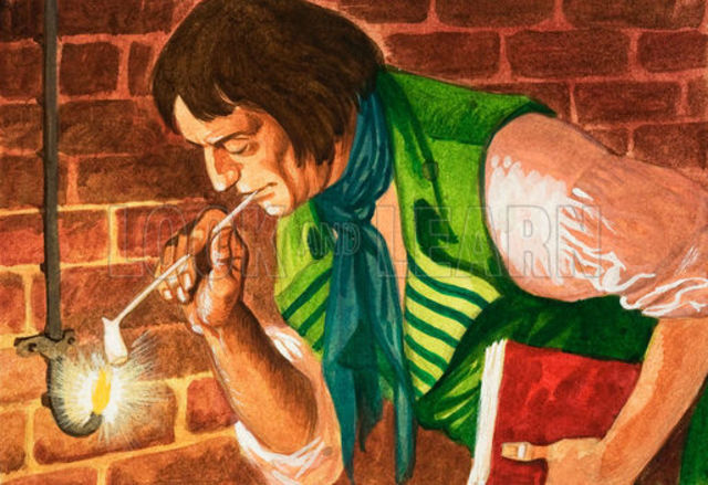 William Murdock lights his home with coal gas.