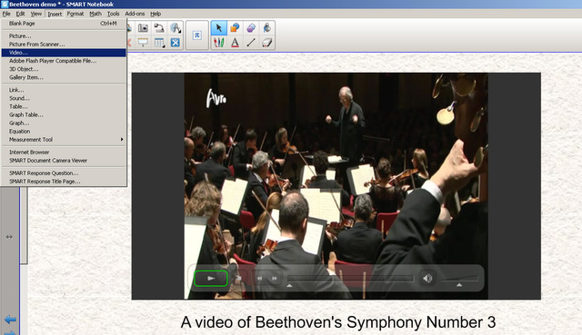 Instruction on how to add video to Smart Notebook