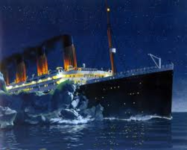 Titanic hits an iceberg