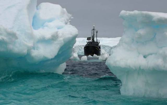 British Shhip sinks from Ice Berg
