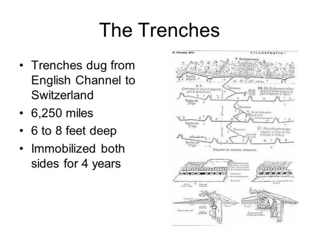 Trenches dug from the English channel to the Swiss border