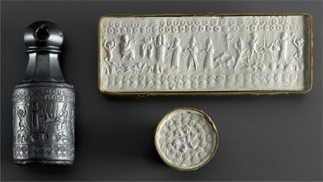 Stamp-cylinder seal (“the Tyszkiewicz seal”), Hittite, 1650–1200 BCE.