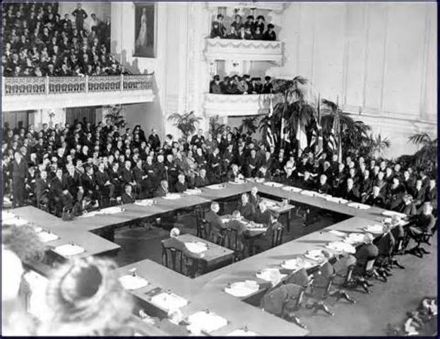 The Treaty of Versailles is signed by Germany