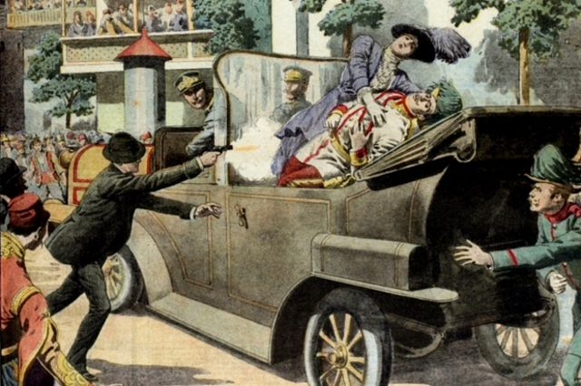 Archduke Franz Ferdinand and his wife are assassinated