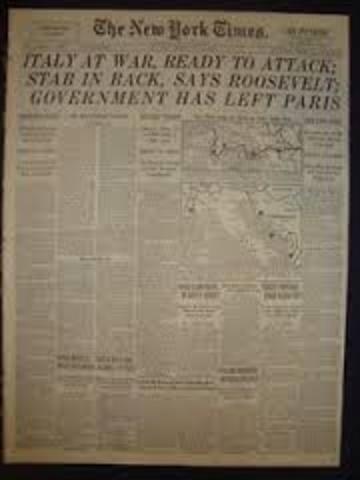 Italy Declares War On Britain And France