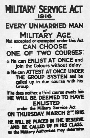 Conscription introduced in Britain.