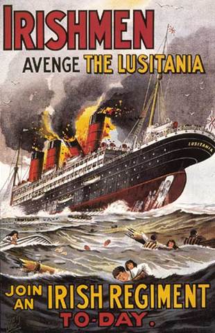 RMS Lusitania is sunk by German u-boat, U-20