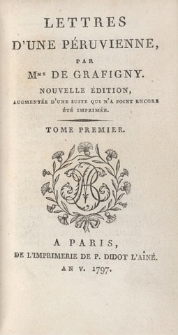 Pierre Didot, title page for Lettres d'une Péruvienne