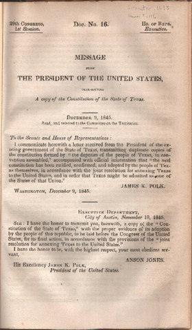 Texans ratify the constitution of 1845