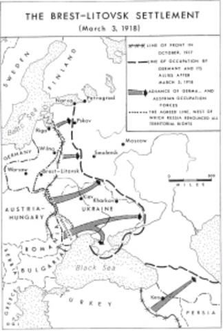 The Treaty of Brest-Litovsk was signed between Russia and Germany