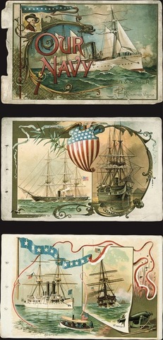 Schumacher & Ettlinger, lithographers, cover and pages from Our Navy premium booklet