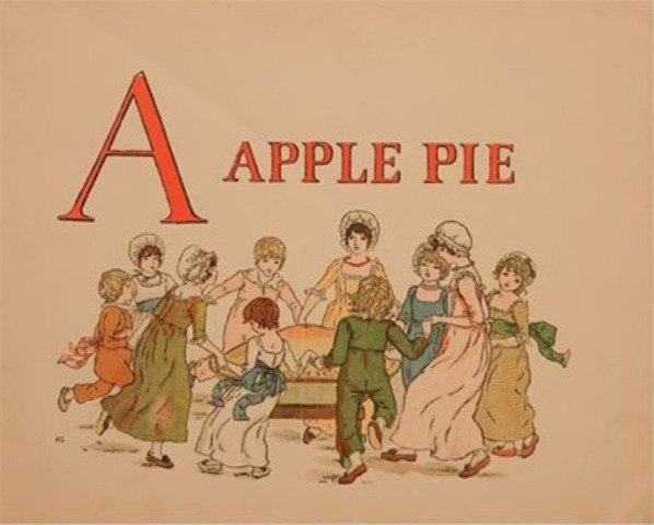 Kate Greenaway, page from A Apple Pie
