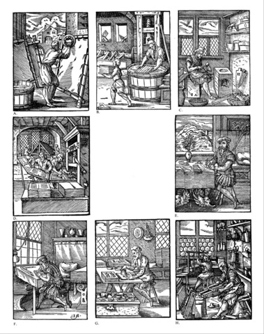 5–11. Jost Amman, woodcut illustrations for Ständebuch (Book of Trades),