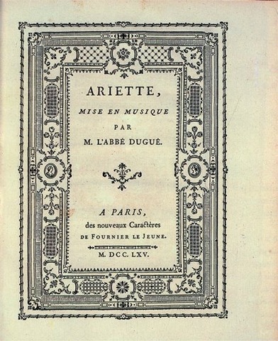 –5. Pierre Simon Fournier le Jeune, title page for Ariette, mise en musique (Short Aria, Set to Music),