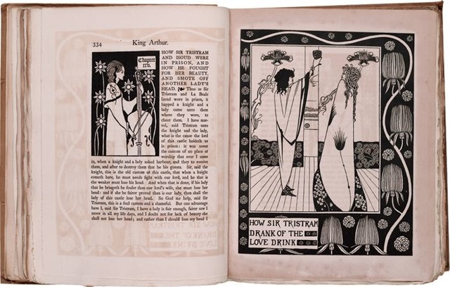 11–17. Aubrey Beardsley, illustrations on double-page spread for Morte d'Arthur