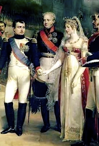 Napoleon meets his second wife, Marie Louise of Austria, for the first time