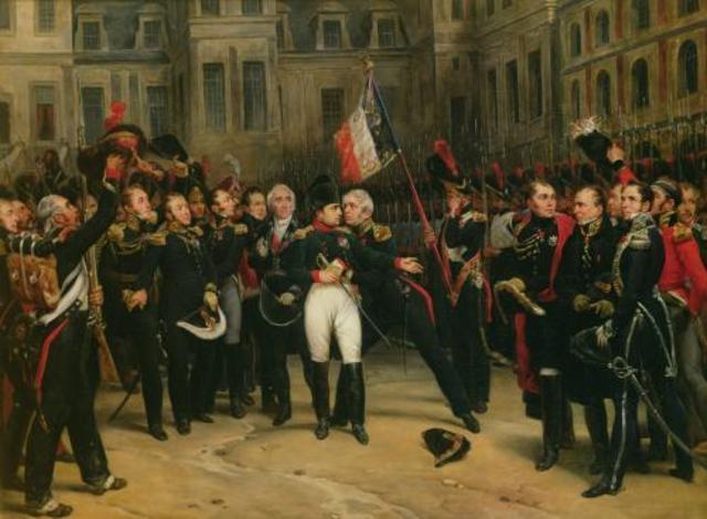 Treaty of Fontainebleau (1814) Napoleon agrees to exile in Elba