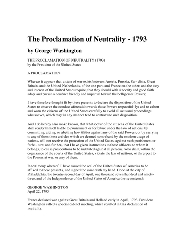 Proclamation of Neutrality