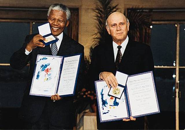 Prix Nobel de la paix pour Mandela et De Klerk