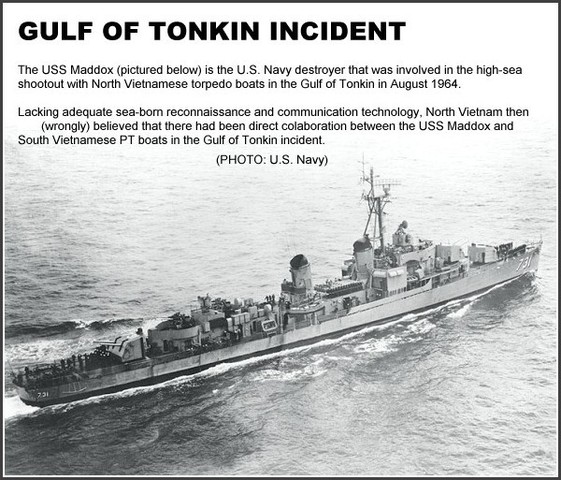 North Vietnamese attack two U.S. destroyers sitting in international waters