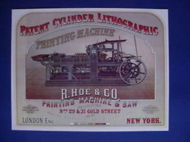 Cartel de la maquina de imprimir de Hoe 1870
