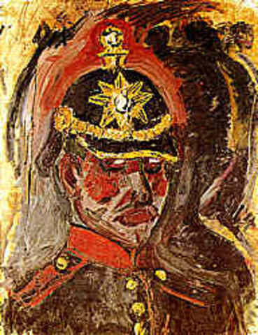 Autoportrait avec un casque d'artillerie, par Otto Dix