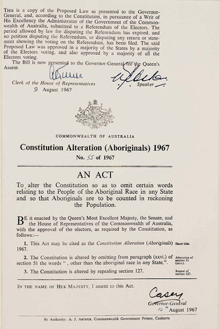 The passing of the referendum and the signing off by the Governor General