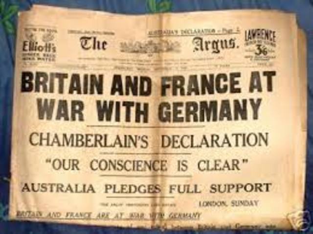Great Britain Declares war on Nazi Germany